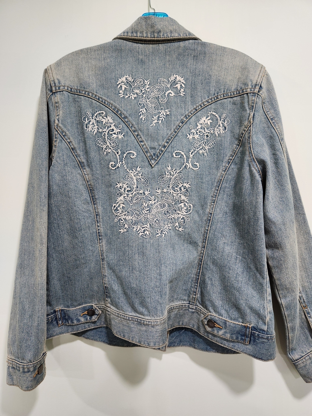 Women's Light Blue Embroidered Denim Jacket